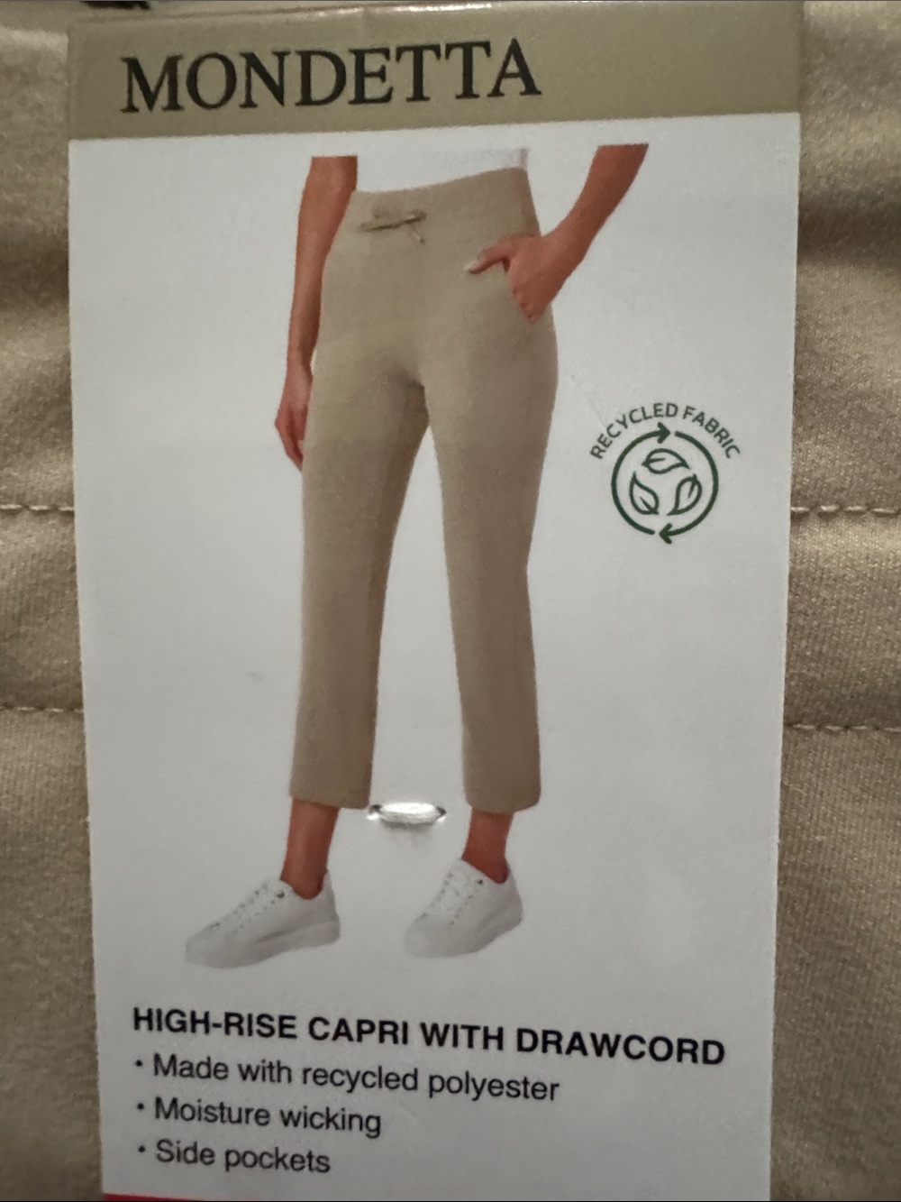 MONDETTA Light Khaki High-Rise Capri Pants